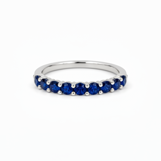 Sapphire Half Eternity Ring in White Gold