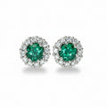 Diamond and Emerald Halo-style Earrings in Gold