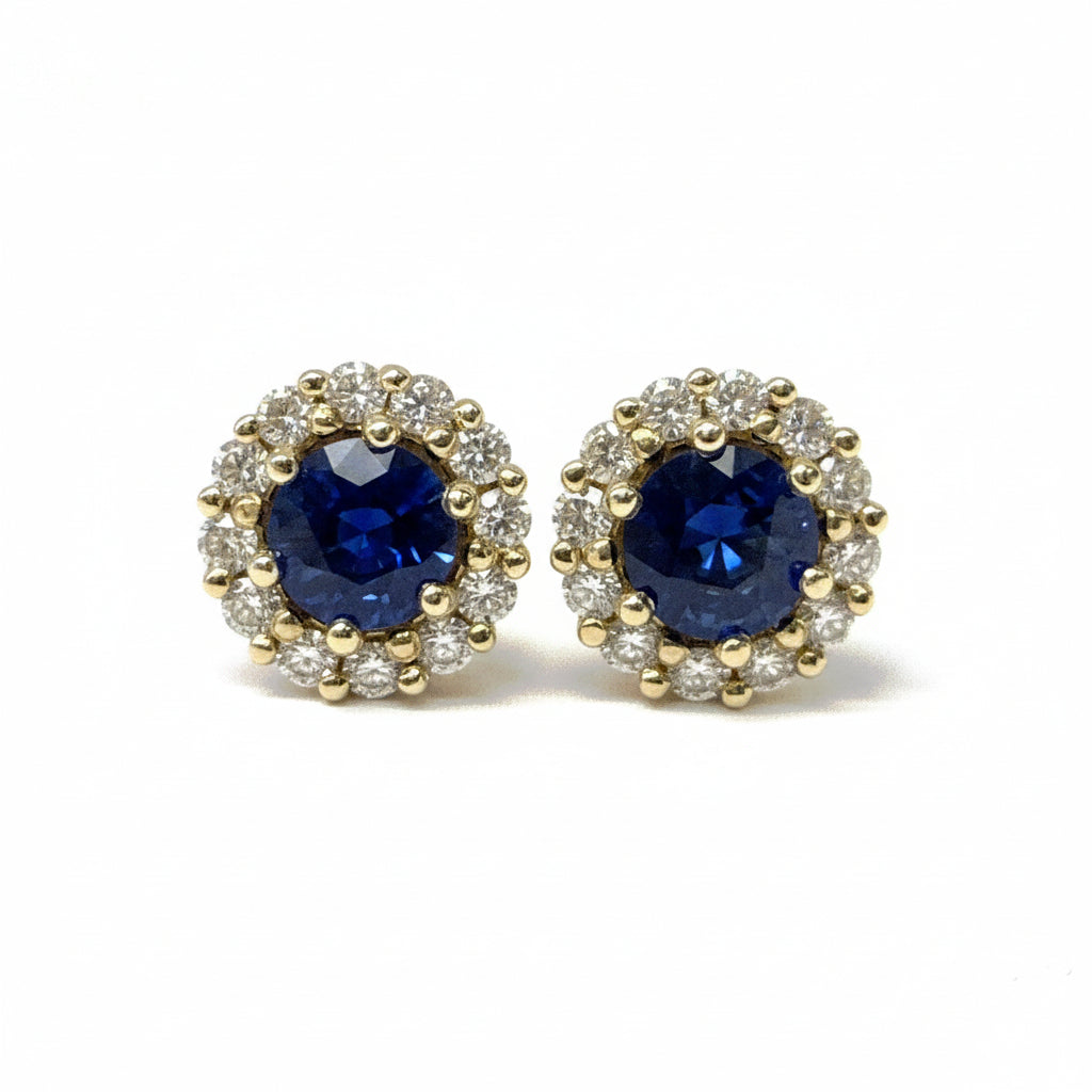 Sapphire and Diamond Halo style Earrings