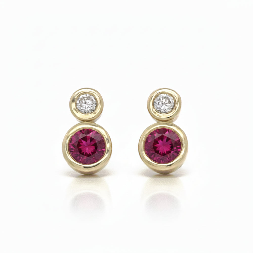 Diamond and Ruby Earrings in Gold