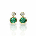 Diamond and Emerald Studs in Gold