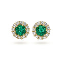 Diamond and Emerald Halo-style Earrings in Gold