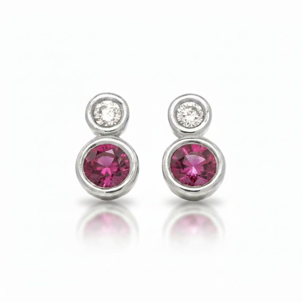 Diamond and Ruby Earrings in Gold