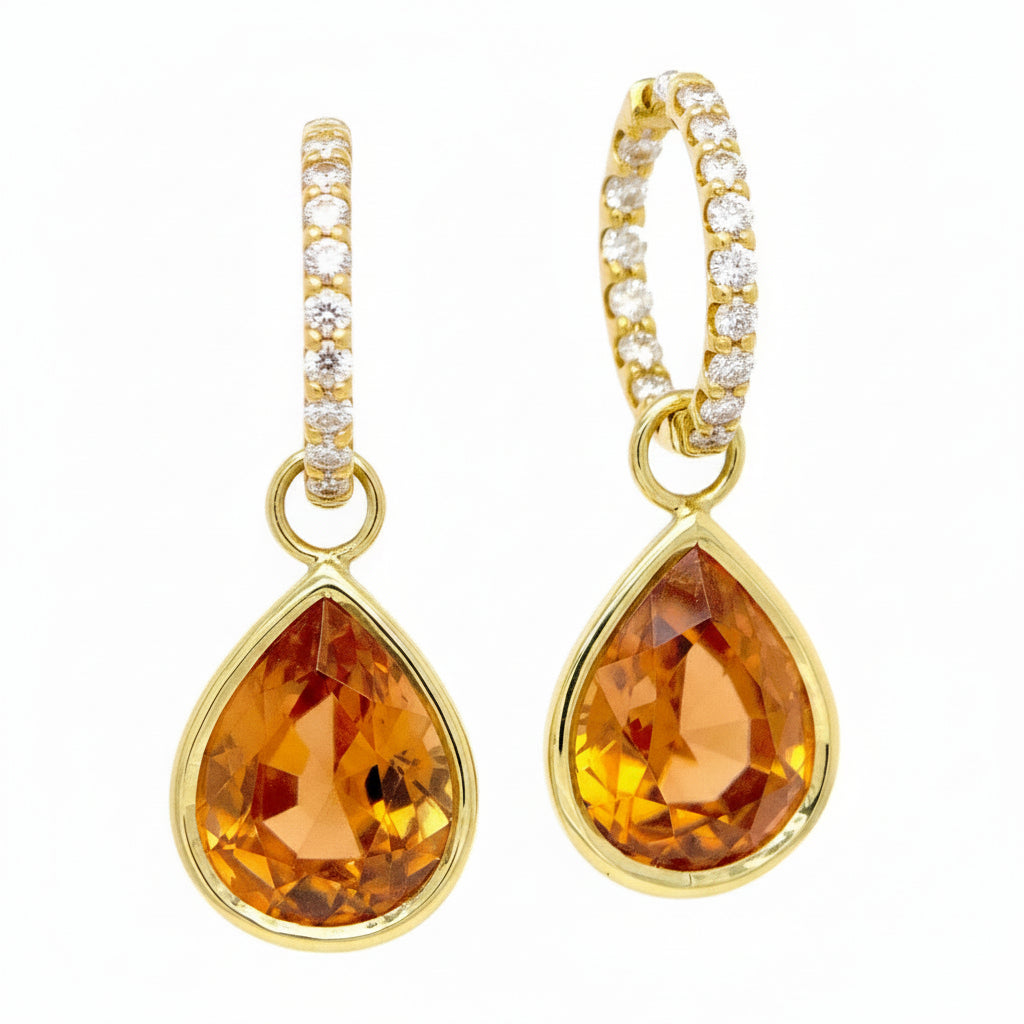 Brown Zircon Earring Detachers in Yellow Gold