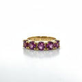 Grape Garnet half eternity ring in yellow gold