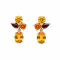 Spessartite Garnet and Yellow Sapphire drop earrings in yellow gold
