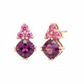 Grape Garnet and Pink Spinel stud earrings in Rose Gold