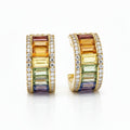 Rainbow Sapphire and Diamond Earrings in Yellow Gold