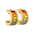 Rainbow Sapphire Earrings with Diamonds in Yellow Gold
