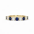 Diamond and Sapphire Half Eternity Ring in Yellow Gold