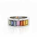 Rainbow Sapphire Half Eternity Ring in Gold