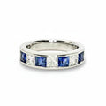 Diamond and Sapphire Channel-set Half Eternity in Platinum