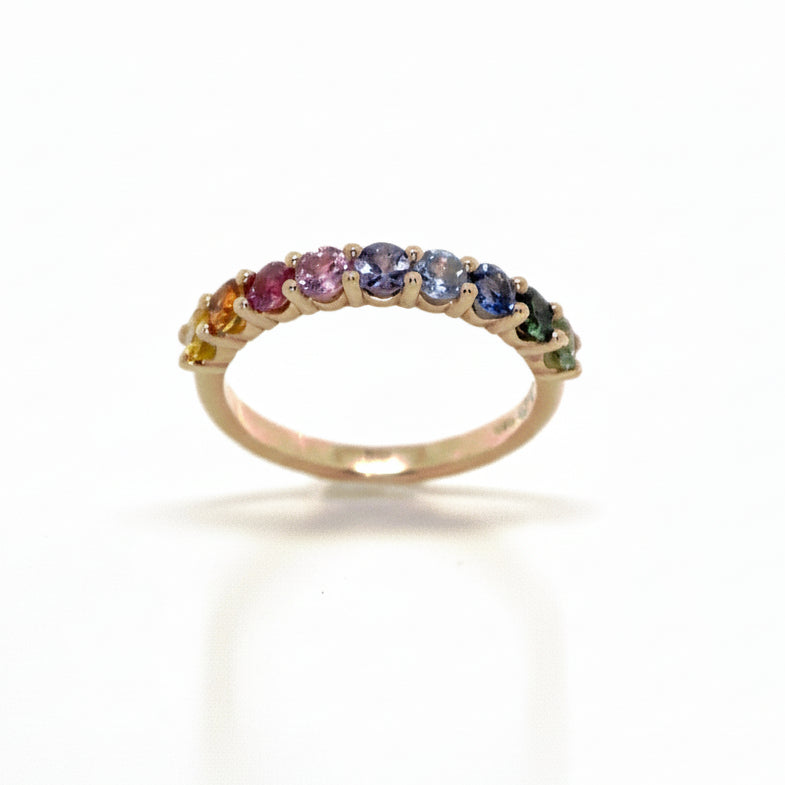 Rainbow Sapphire Half Eternity in Gold