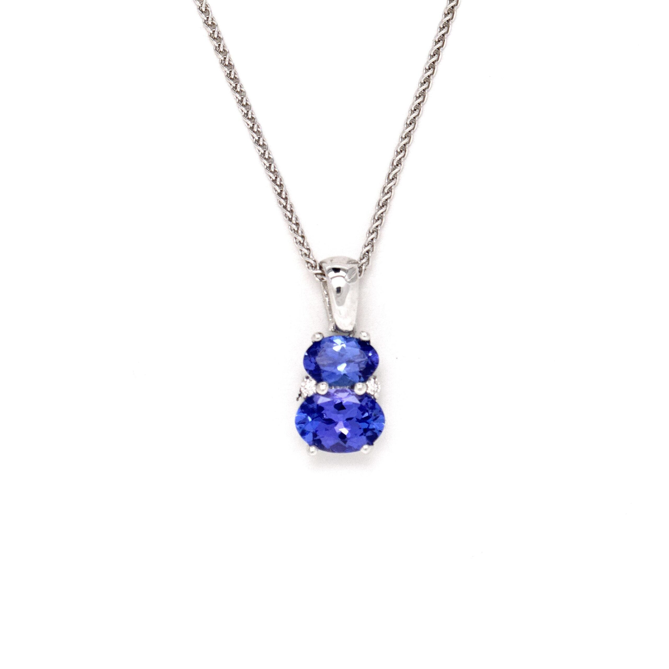 Tanzanite and diamond pendant in white gold image 0