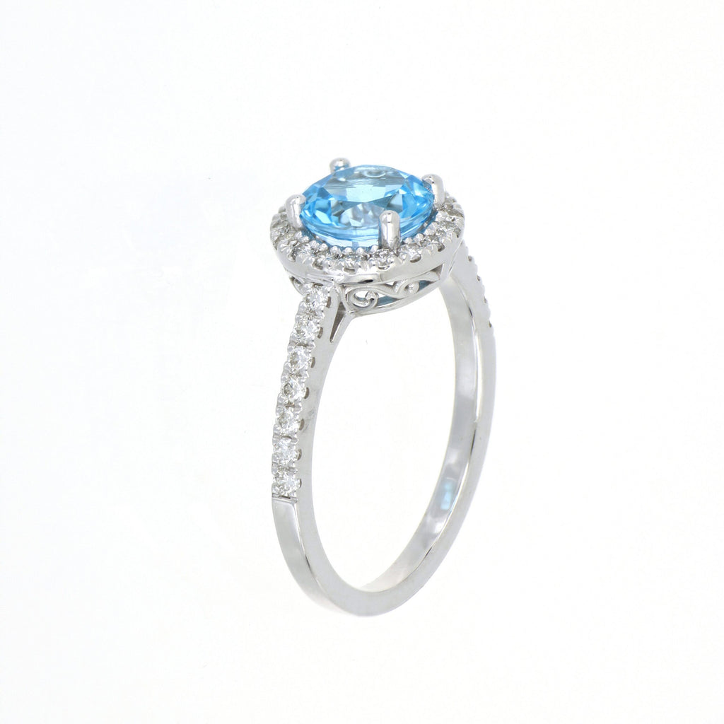 Blue Topaz and Diamond Ring in White Gold image 1