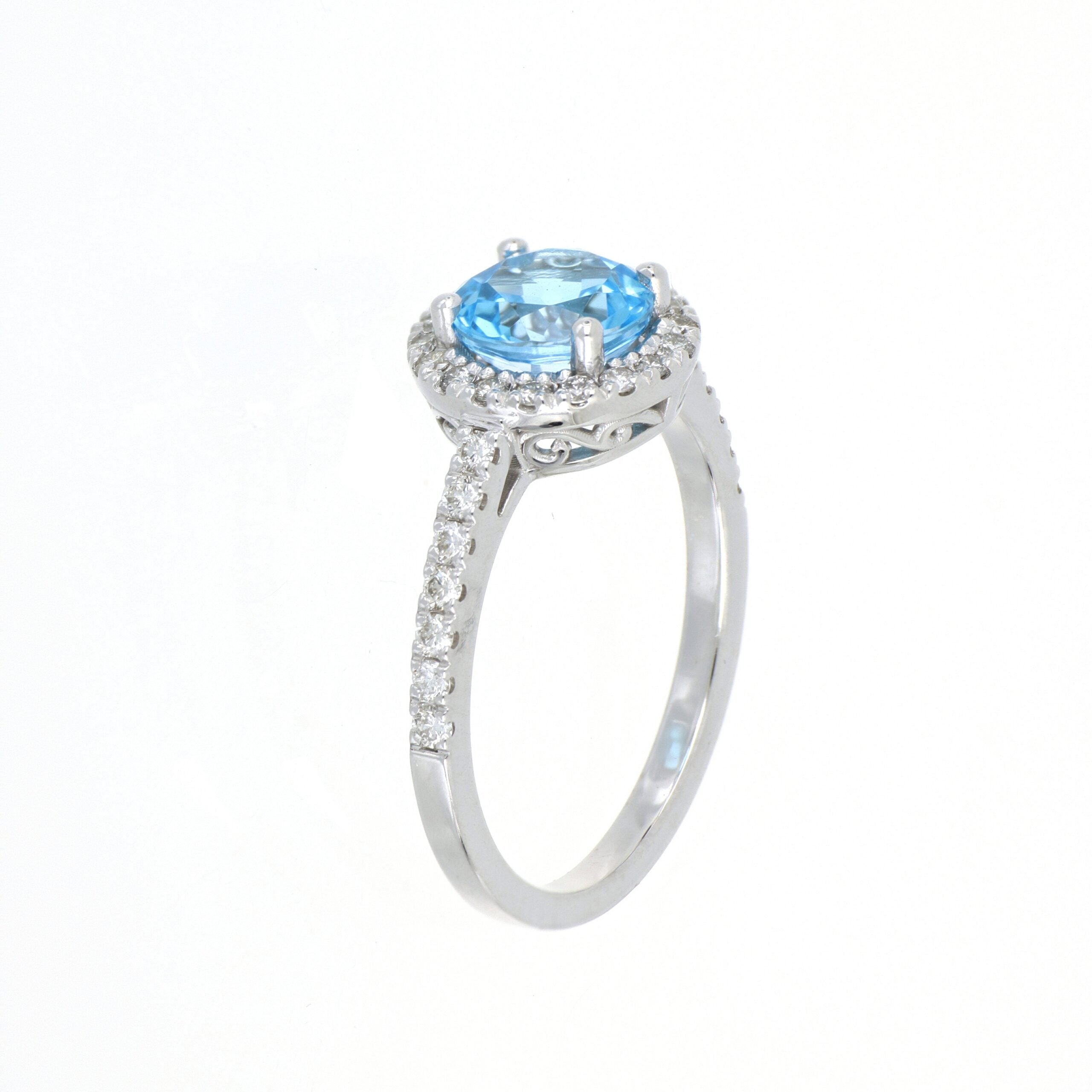 Blue Topaz and Diamond Ring in White Gold image 1