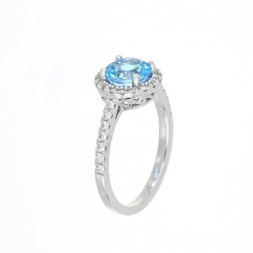Blue Topaz and Diamond Ring in White Gold image 1