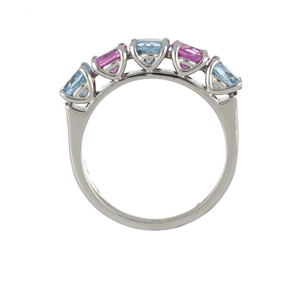 Ring in White Gold with Aquamarine and Pink Sapphire image 1