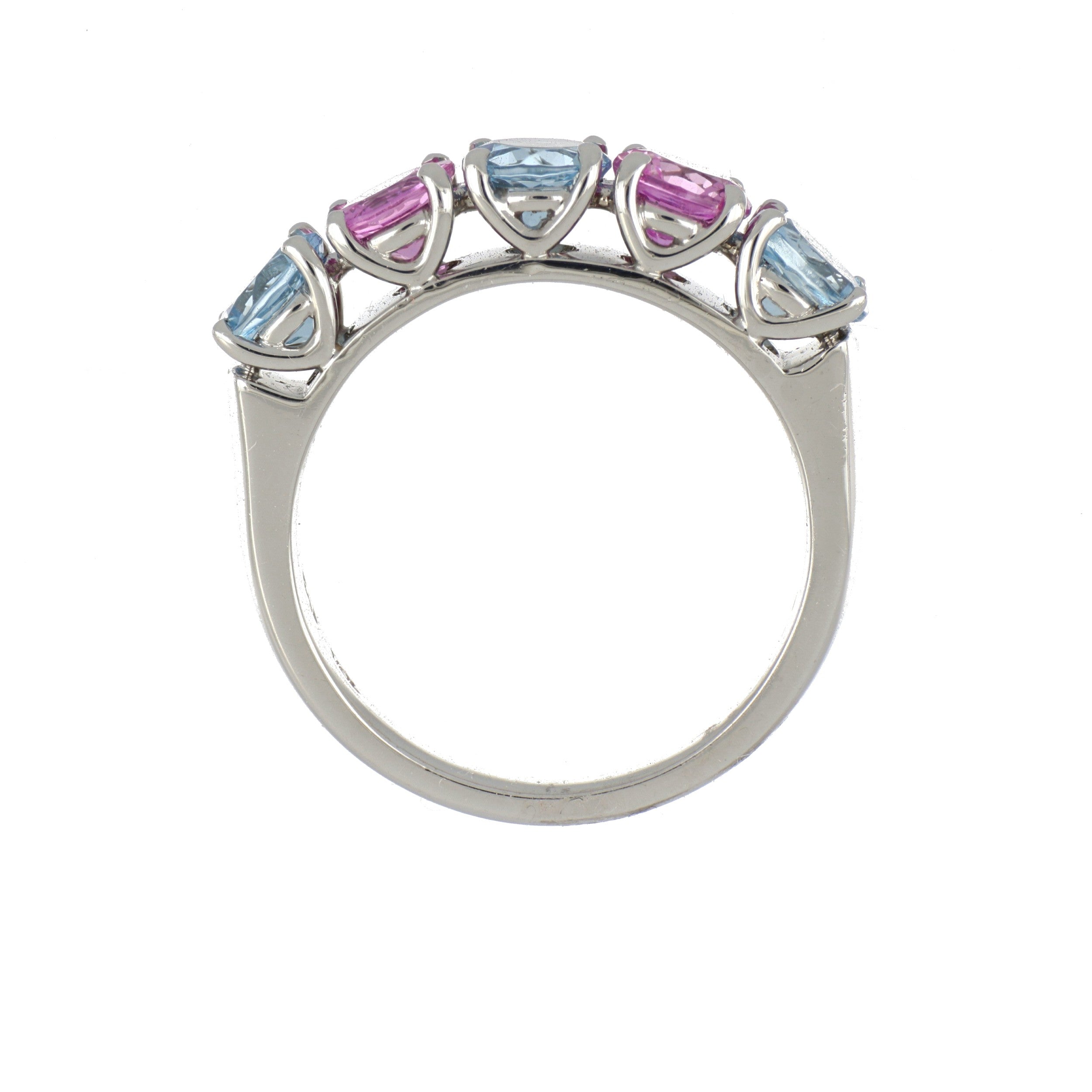 Ring in White Gold with Aquamarine and Pink Sapphire image 1