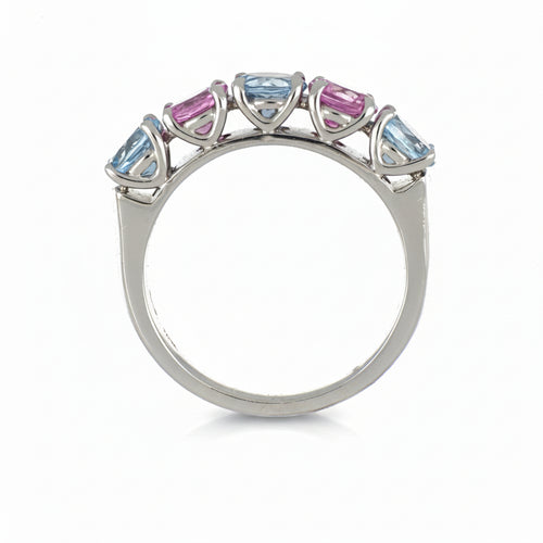 Ring in White Gold with Aquamarine and Pink Sapphire image 1