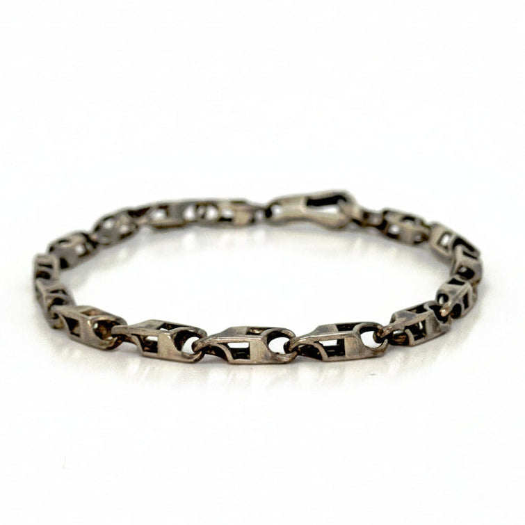 Fancy Link Bracelet in Oxidised Silver