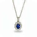 Sapphire and Diamond Halo-style Pendant in White Gold