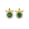 Tsavorite, Yellow Sapphire and Diamond Earrings in White Gold image 0