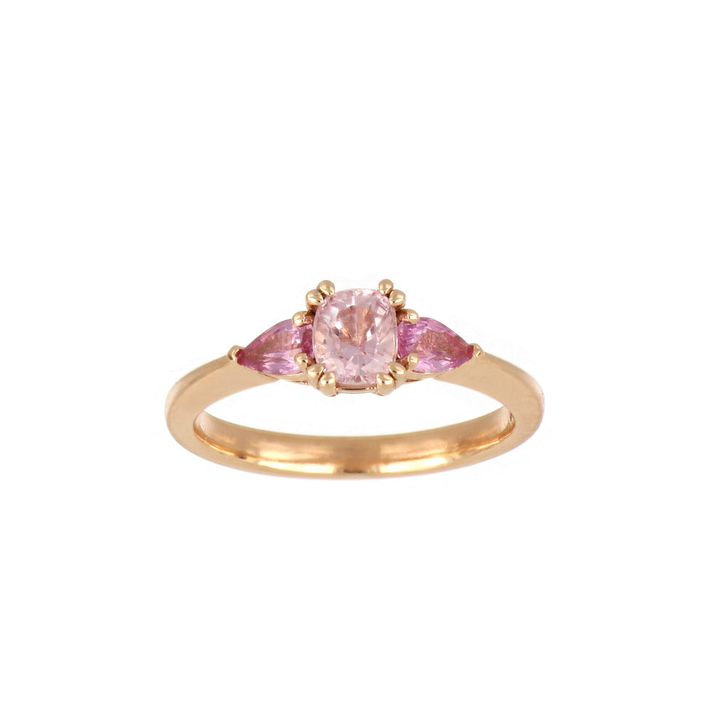 Pink Sapphire Trilogy Ring in Rosé Gold image 0