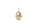 Pearl and Diamond Hamsa Pendant in Yellow Gold image 0