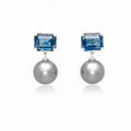 Tahitian Pearl and Blue Topaz Earrings