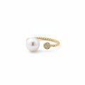 Pearl and Diamond Twist Ring