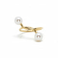 Double Pearl Twist Ring in Yellow Gold