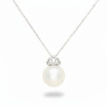 Pearl Pendant with Crown Motif in White Gold