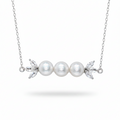 White Topaz and Akoya Pearl Necklace in White Gold