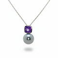 Tahitian Pearl and Amethyst Necklace in White Gold
