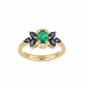 Emerald, Sapphire and Diamond Ring in Yellow Gold image 0