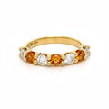 Spessartite Garnet and Diamond half eternity ring in Yellow Gold image 0