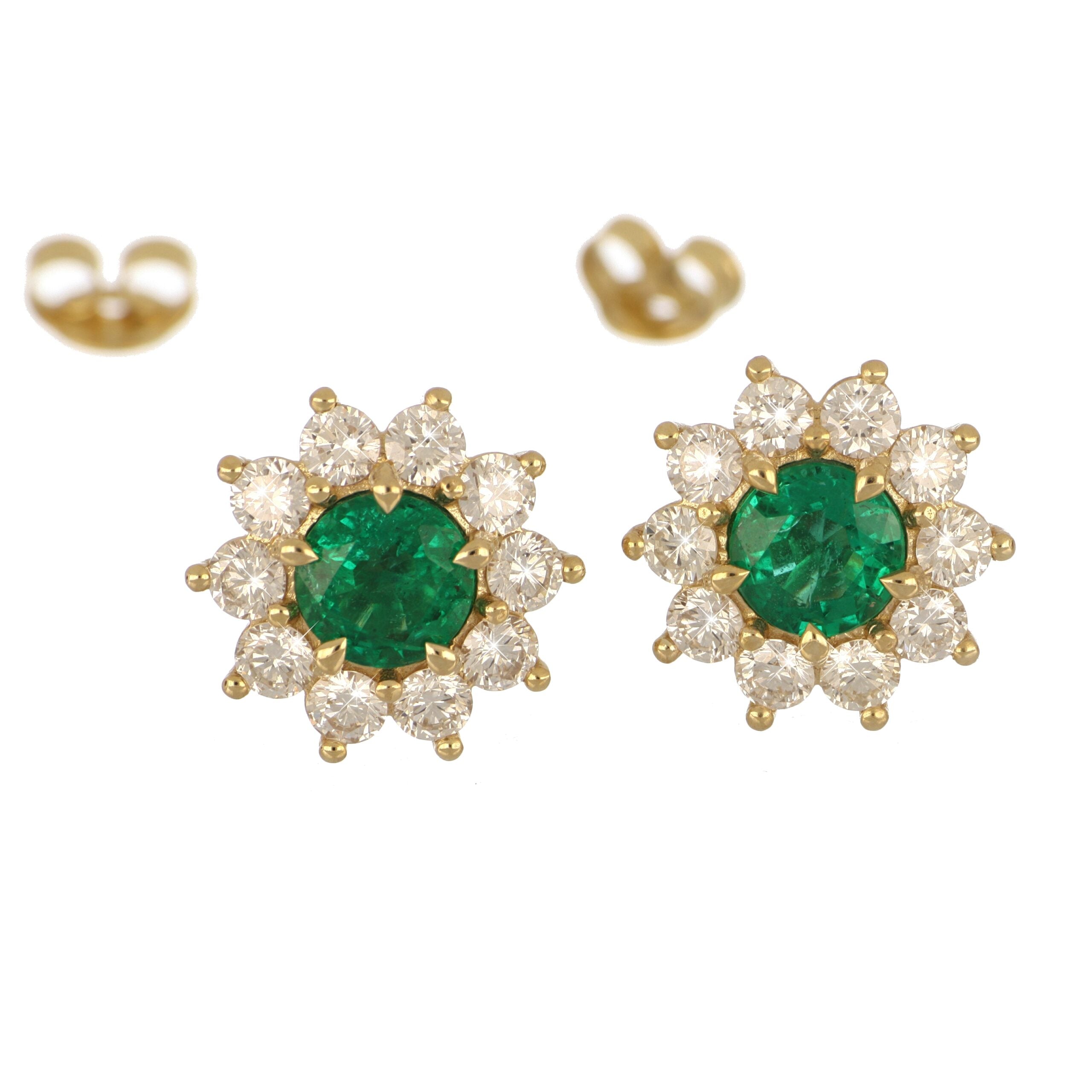Emerald and Diamond Earrings in Yellow Gold image 0