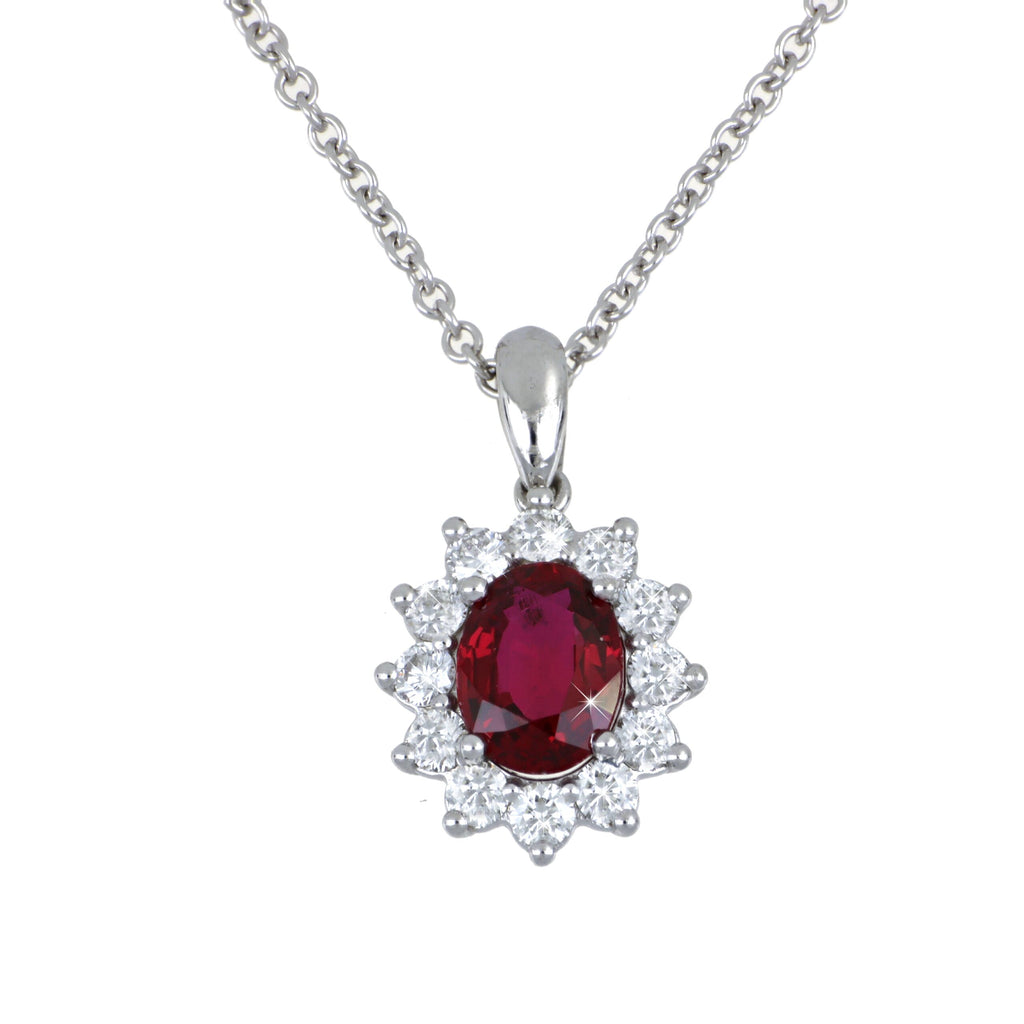 Ruby and Diamond Pendant in White Gold image 0