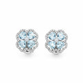 Blue Topaz and Diamond Cluster Earrings in White Gold