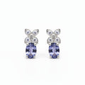 Tanzanite Butterfly Stud Earrings in White Gold