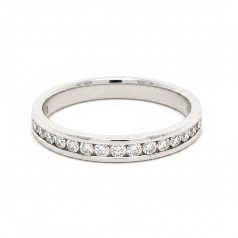 Diamond Channel-set Half Eternity Ring in White Gold