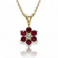 Ruby Cluster Necklace in Gold
