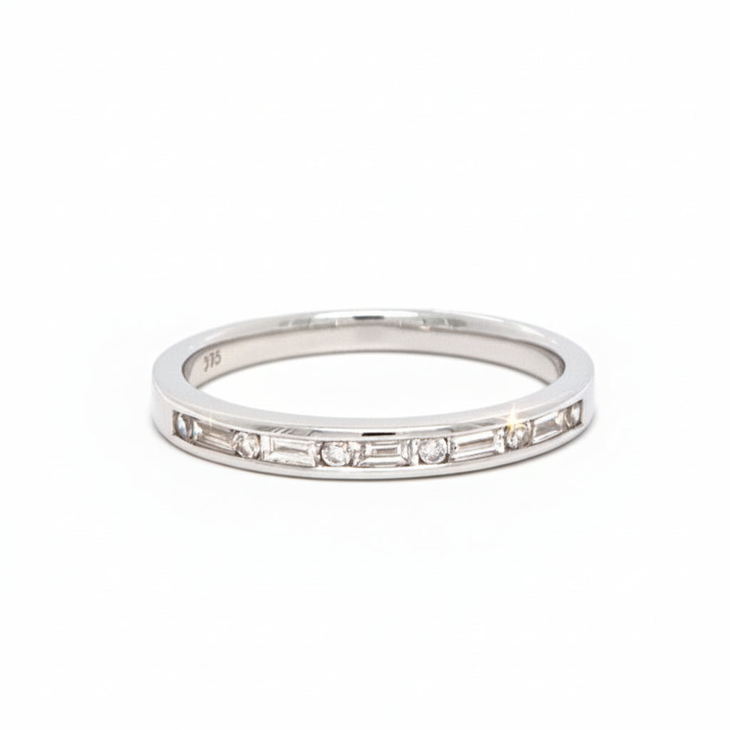 Baguette and Round Diamond Channel-set Ring in White Gold