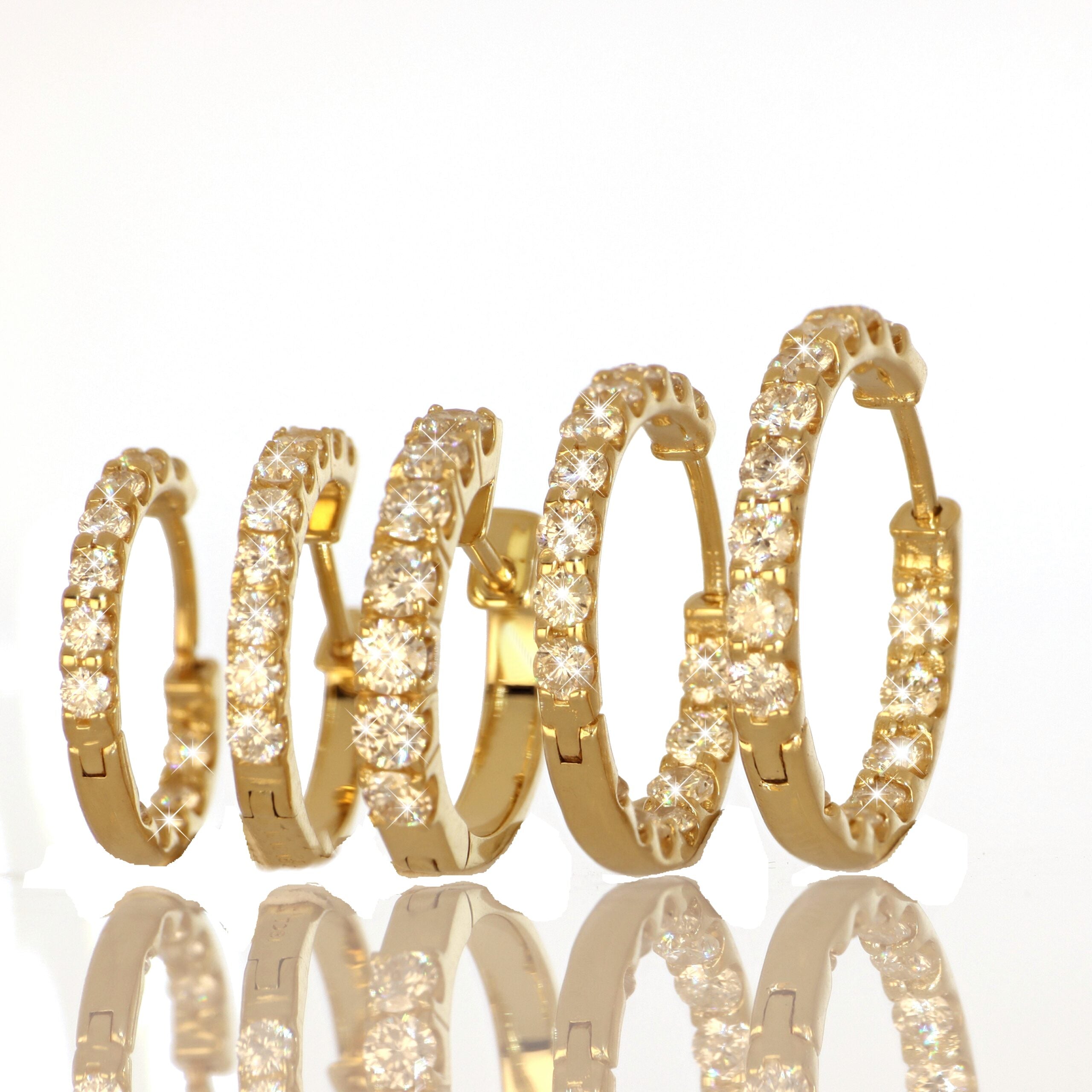 Diamond Huggie Earrings in Yellow Gold image 1