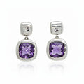 Amethyst Drop Studs in Silver