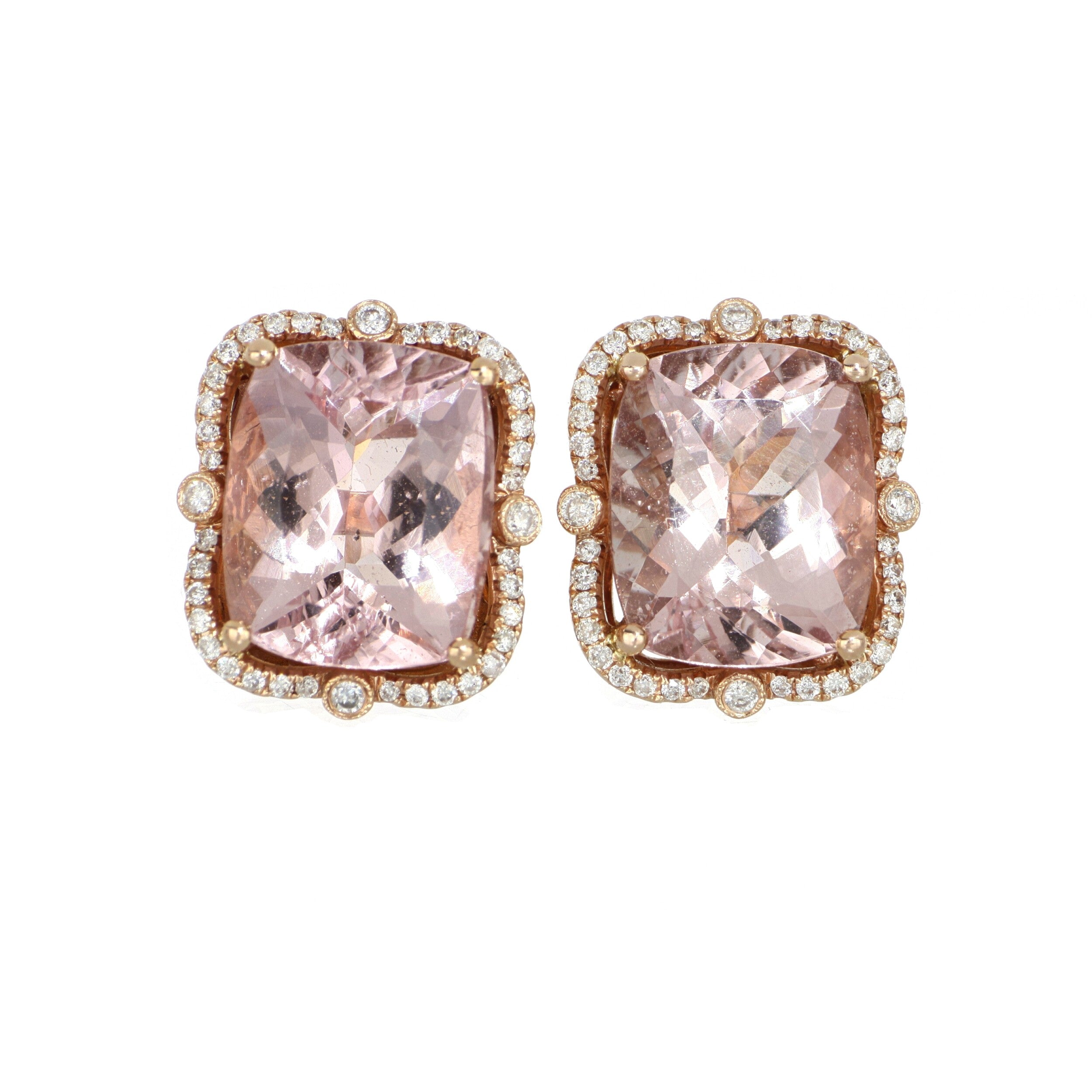 Morganite and Diamond Earrings in Rosé Gold image 0