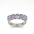 Ring in White Gold with Aquamarine and Pink Sapphire image 0
