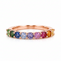 Rainbow Sapphire Half Eternity in Gold