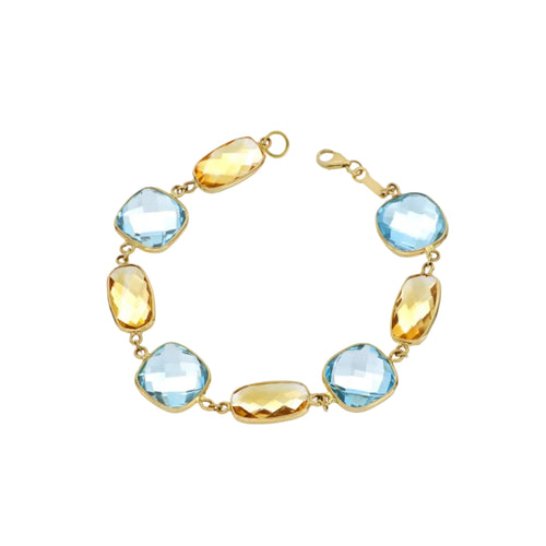 Blue Topaz and Citrine Bracelet in yellow gold image 0
